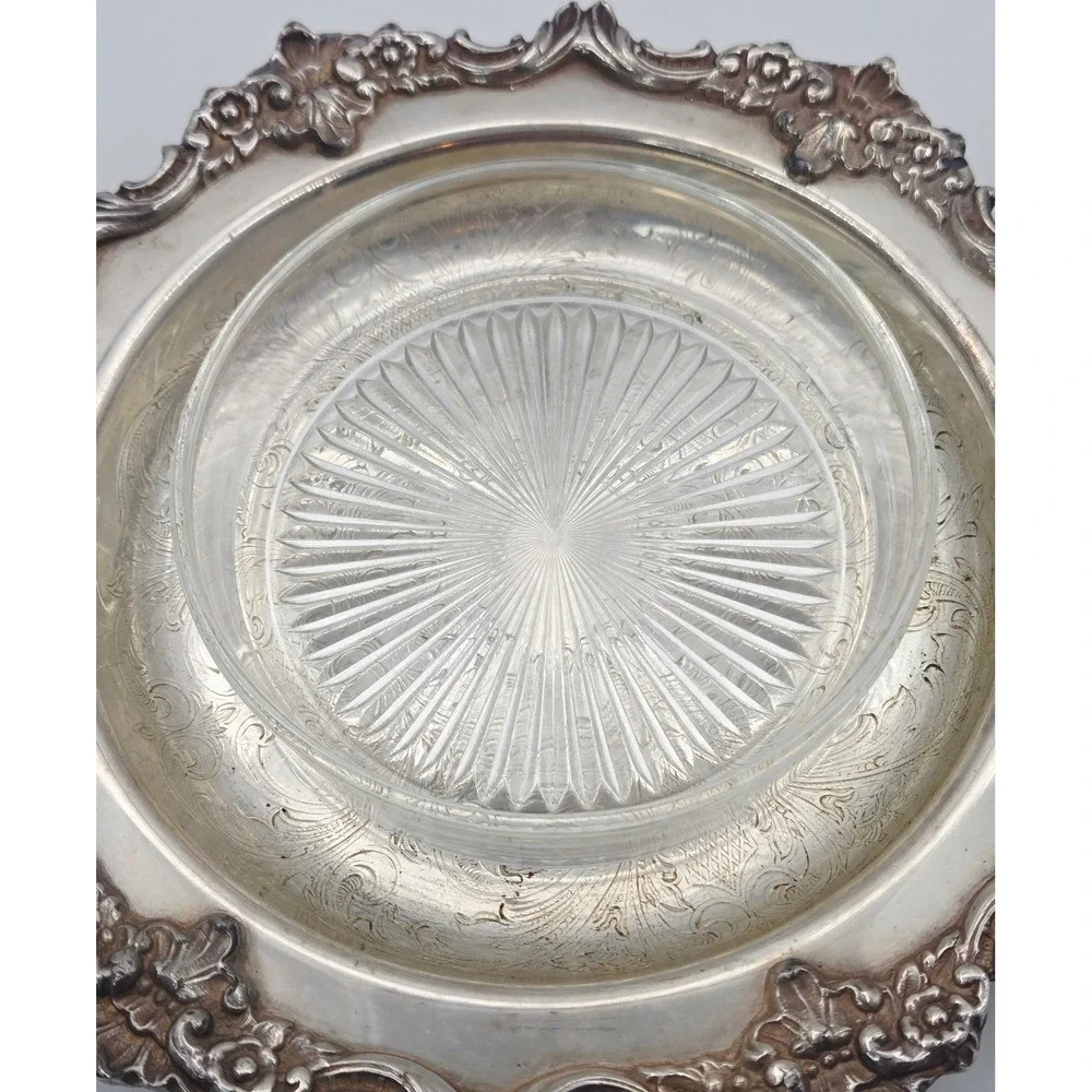 Continental Silver Co Silver Plated Footed Butter Dish - Glass Insert -Domed Lid